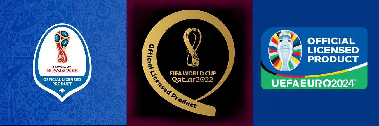 FIFA World Cup Russia 2018, FIFA World Cup Qatar 2022 and UEFA Euro Germany 2024 official licensed product logos